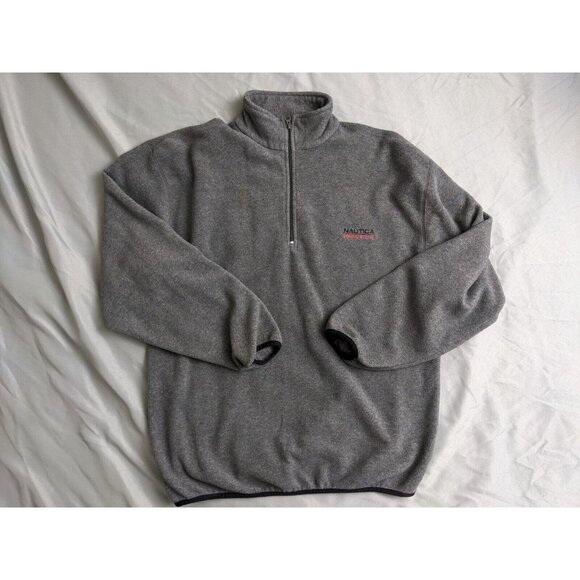 Vintage Nautica Competition Sweatshirt Gray Fleece 1/4 Zip Mock Mens Size XL - Picture 1 of 12